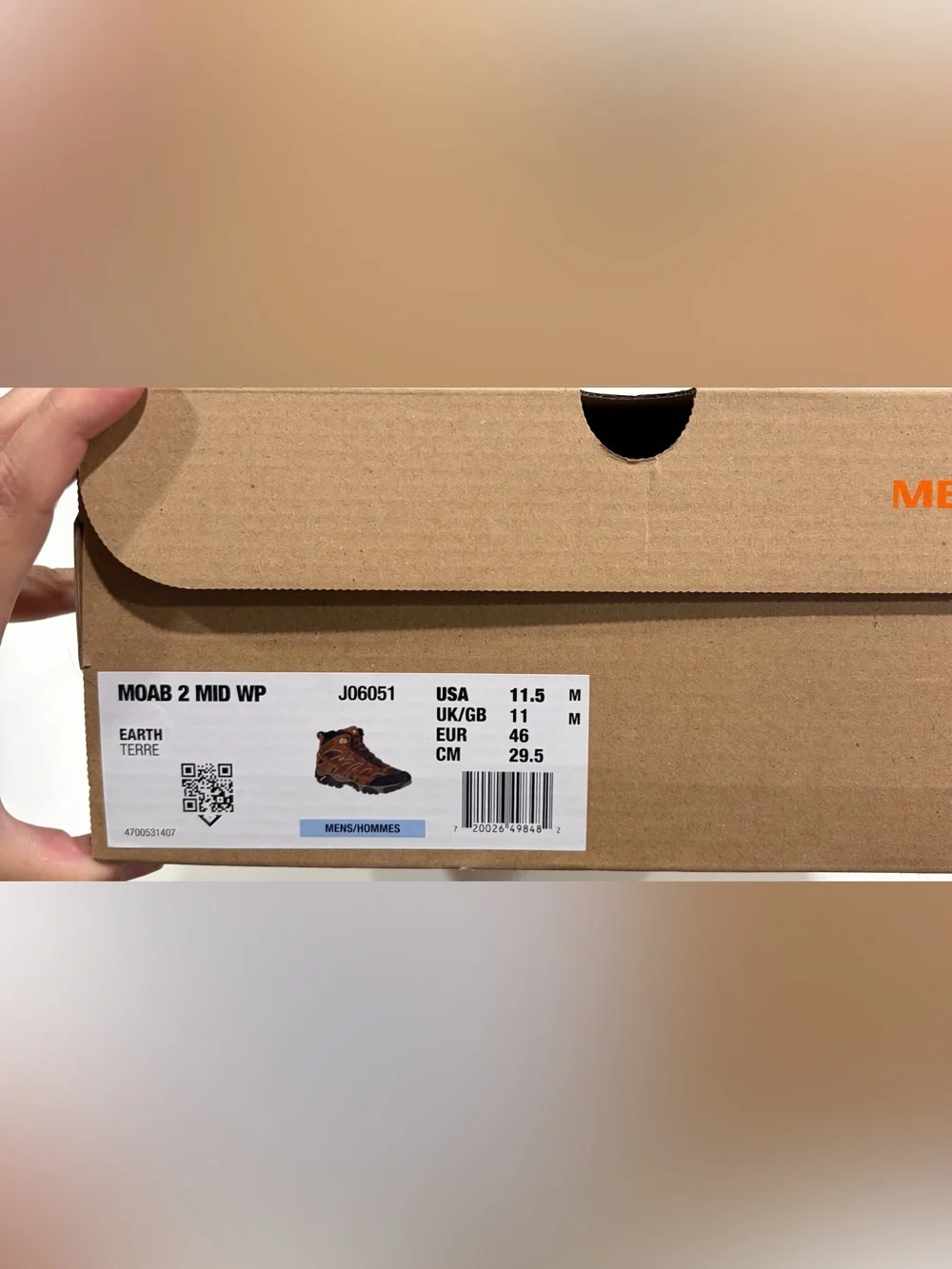 Merrell Men's Size 11.5 Moab 2 Mid Waterproof Hiking Boots Brown Earth NWT
